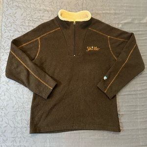 Kuhl Alfpaca Sweater Mens Size M Brown Fleece 1/4 Zip Sherpa Collar Pullover